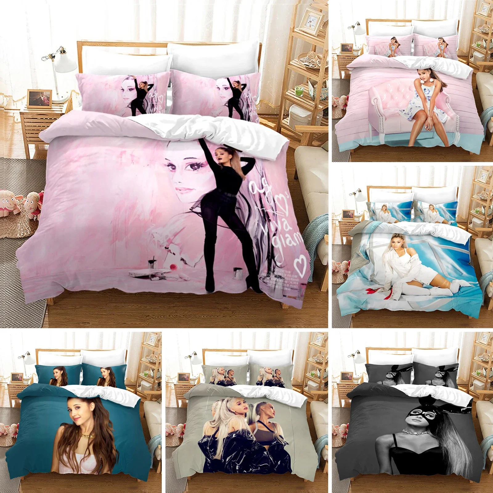 Bed Sheet Microfiber - Set Seprai 3D Ariana Grande Gadis
