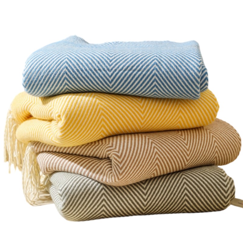 Wool Blanket Herringbone - Selimut penutup Sofa bergaris Nordik selimut