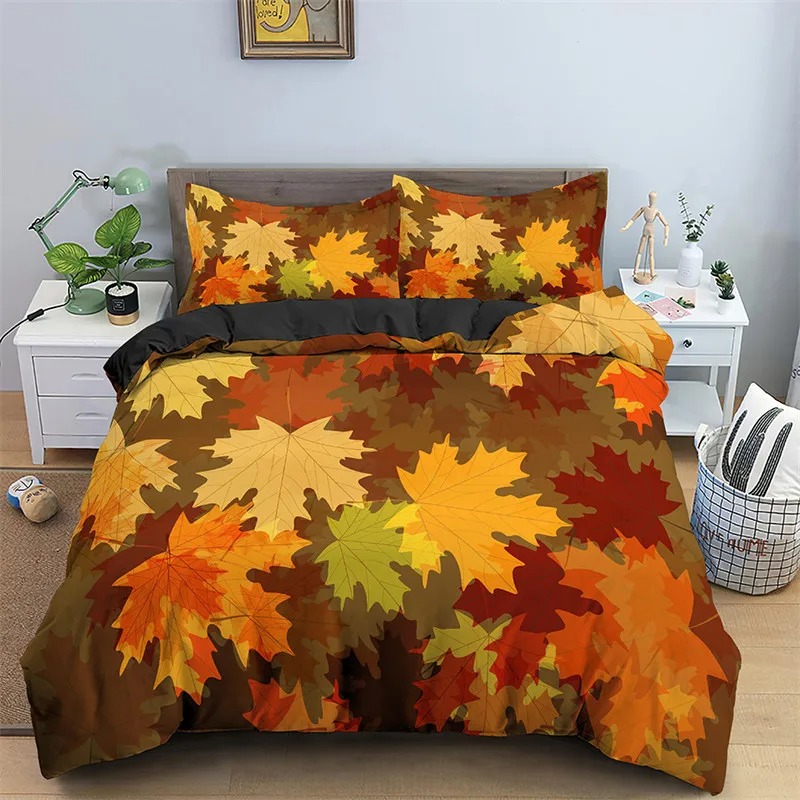 Bed Sheet Microfiber - Penutup Selimut Daun Maple Set Tempat