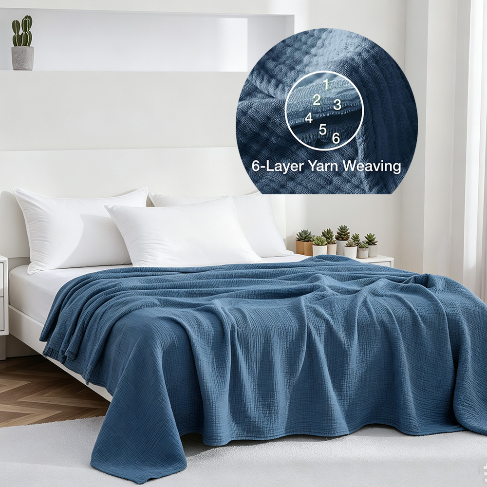 Wool Blanket Herringbone - Selimut Muslin Katun 6 Lapis, Selimut