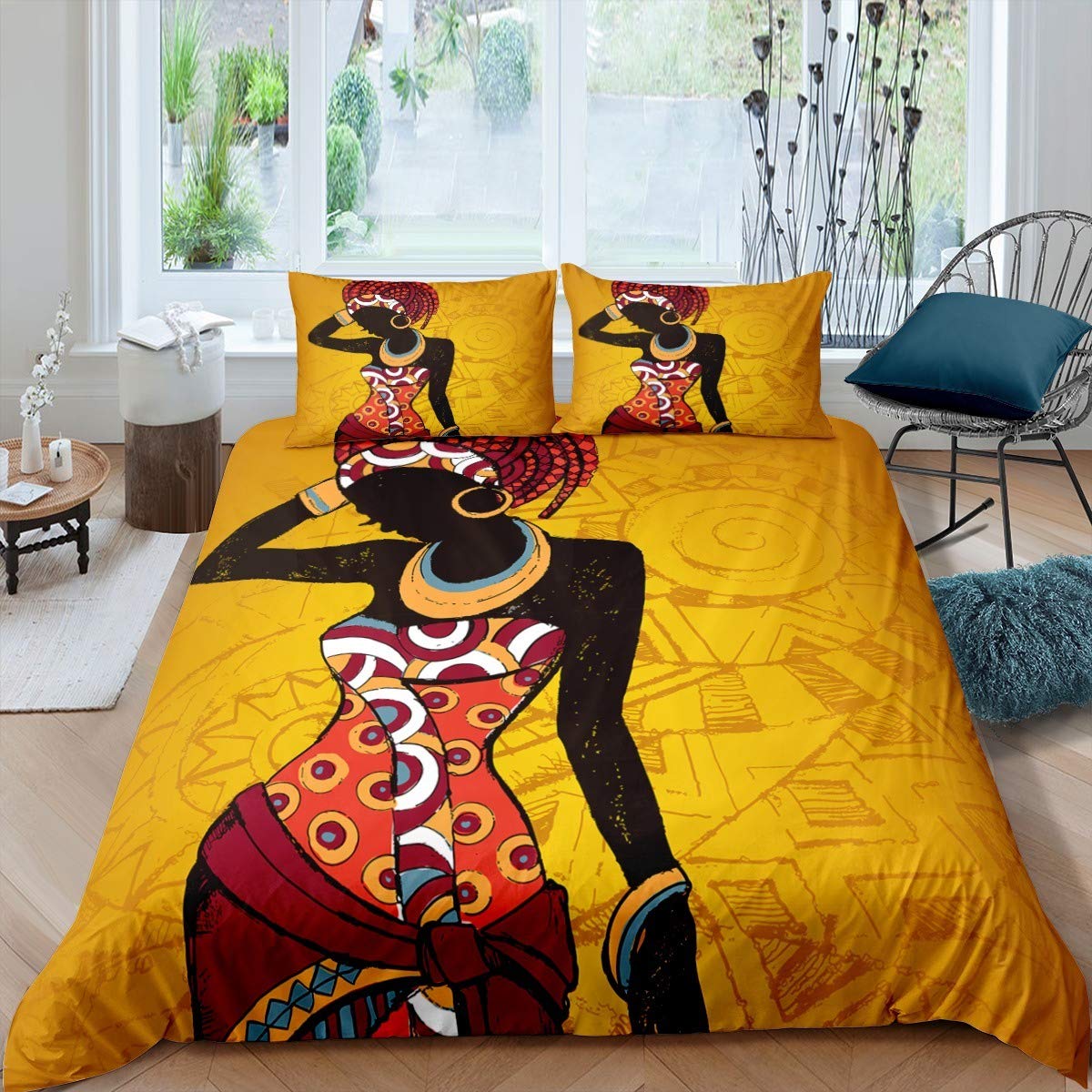 Bed Sheet Microfiber - Set Seprai Wanita Afrika Penutup Selimut