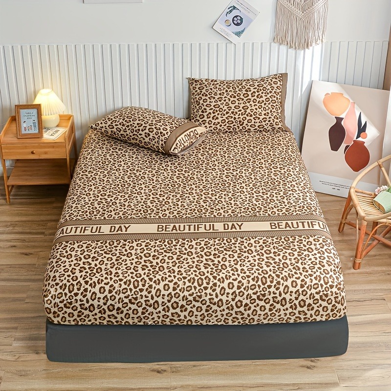 Bed Sheet Microfiber - Set Sprei Motif Leopard Vintage dengan