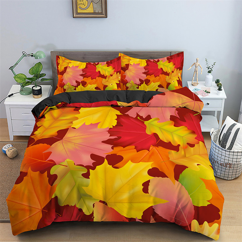 Penutup Selimut Daun Maple Set - Bed Sheet Microfiber ulasan dan harga