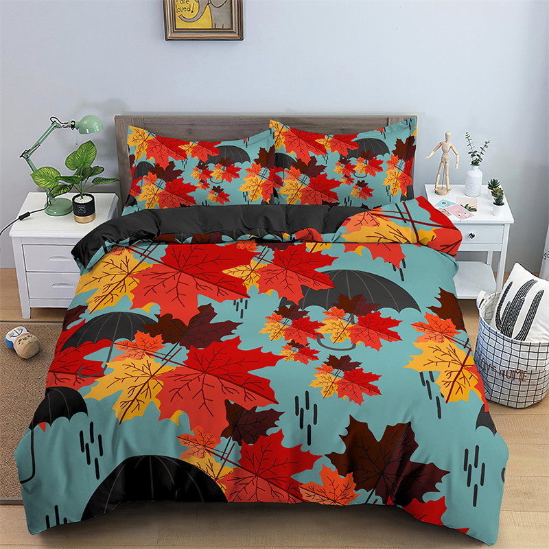 Penutup Selimut Daun Maple Set - Bed Sheet Microfiber ulasan dan harga