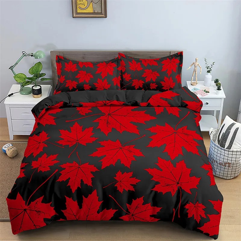 Penutup Selimut Daun Maple Set - Bed Sheet Microfiber ulasan dan harga