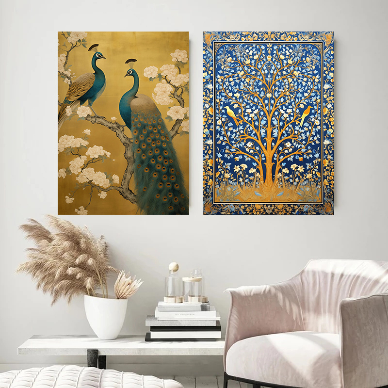 Poster merak bunga burung teks - Home Textiles And Room Spray ulasan dan harga
