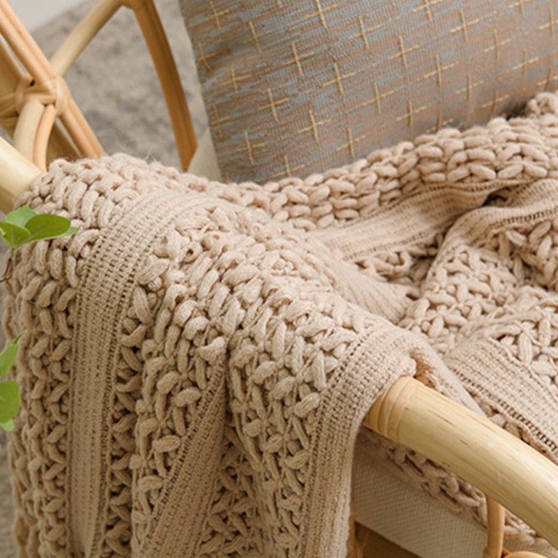 Selimut Rajut Nordik Warna Kha - Wool Blanket Herringbone ulasan dan harga