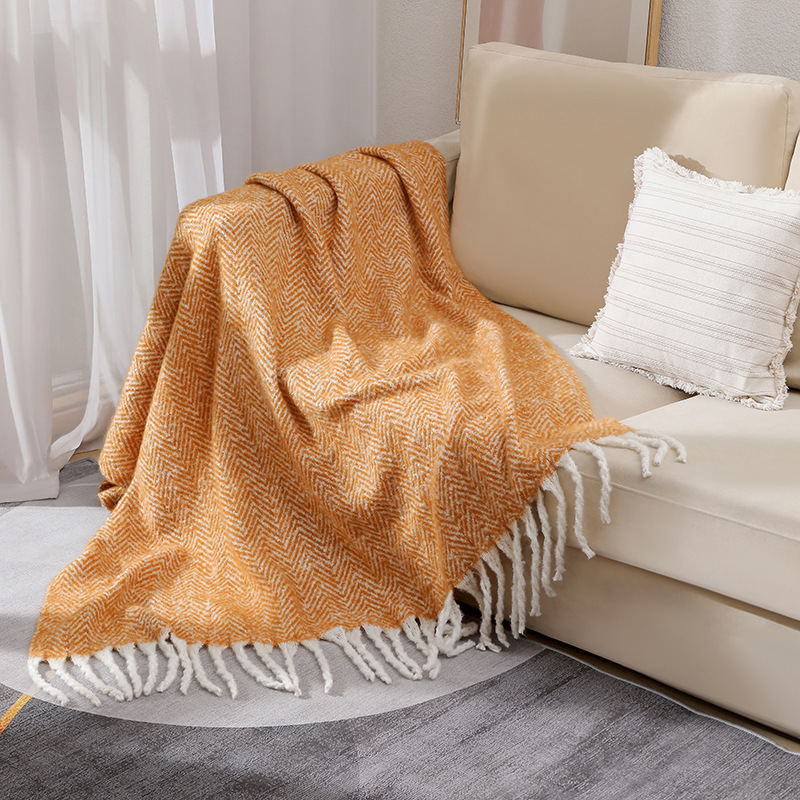 Selimut Sofa Solid Gaya Eropa  - Wool Blanket Herringbone ulasan dan harga