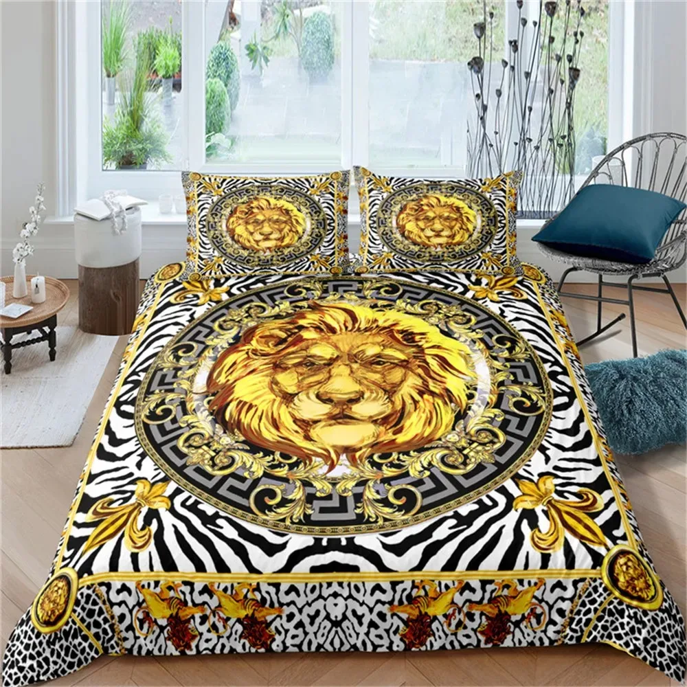 Seni Modern Barok 3D Singa Ema - Bed Sheet Microfiber ulasan dan harga